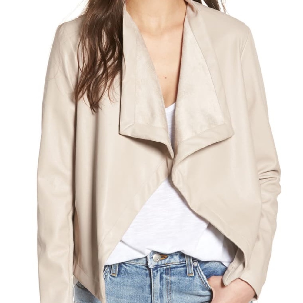 BB Dakota ‘Peppin' Drape Front Faux Leather Jacket